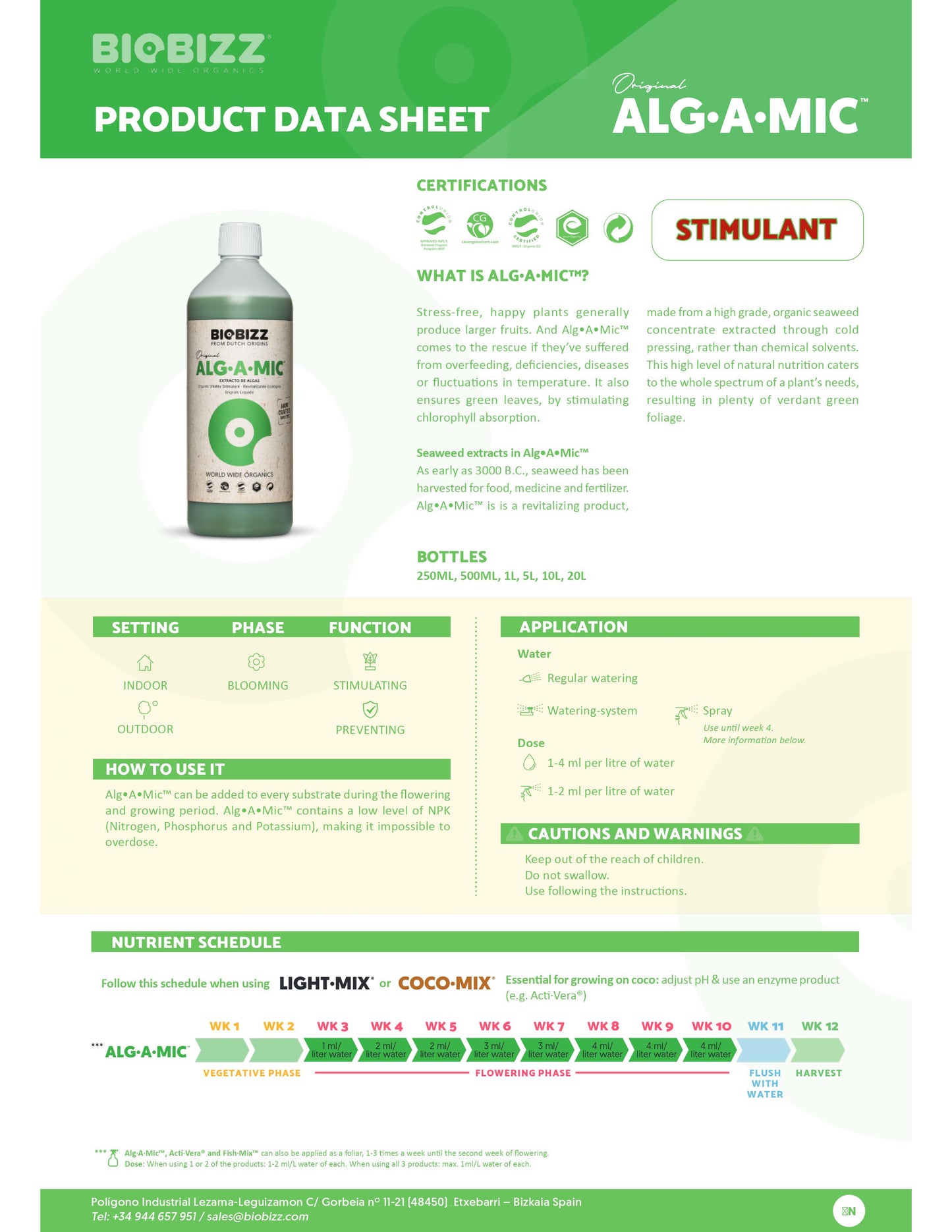 Biobizz Alg-A-Mic Product Data Sheet