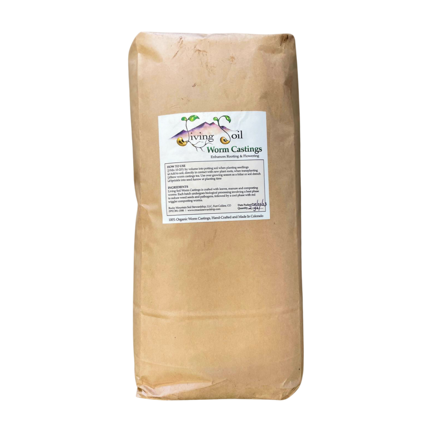 Rocky Mountain Soil Stewardship Worm Castings Vermicompost 2 gallon bag