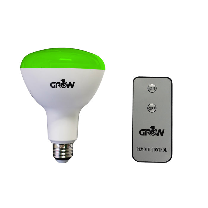 Grow1 Green LED Light Bulb w/ Remote 12W