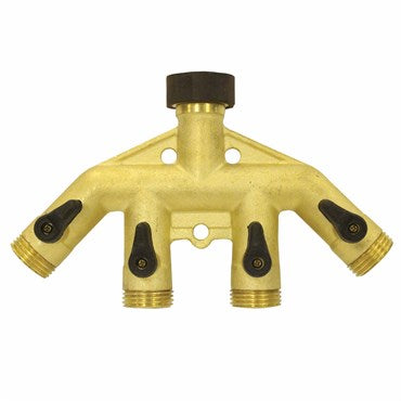 Gilmour Garden Hose Shut-Off Valve 4-Way Brass
