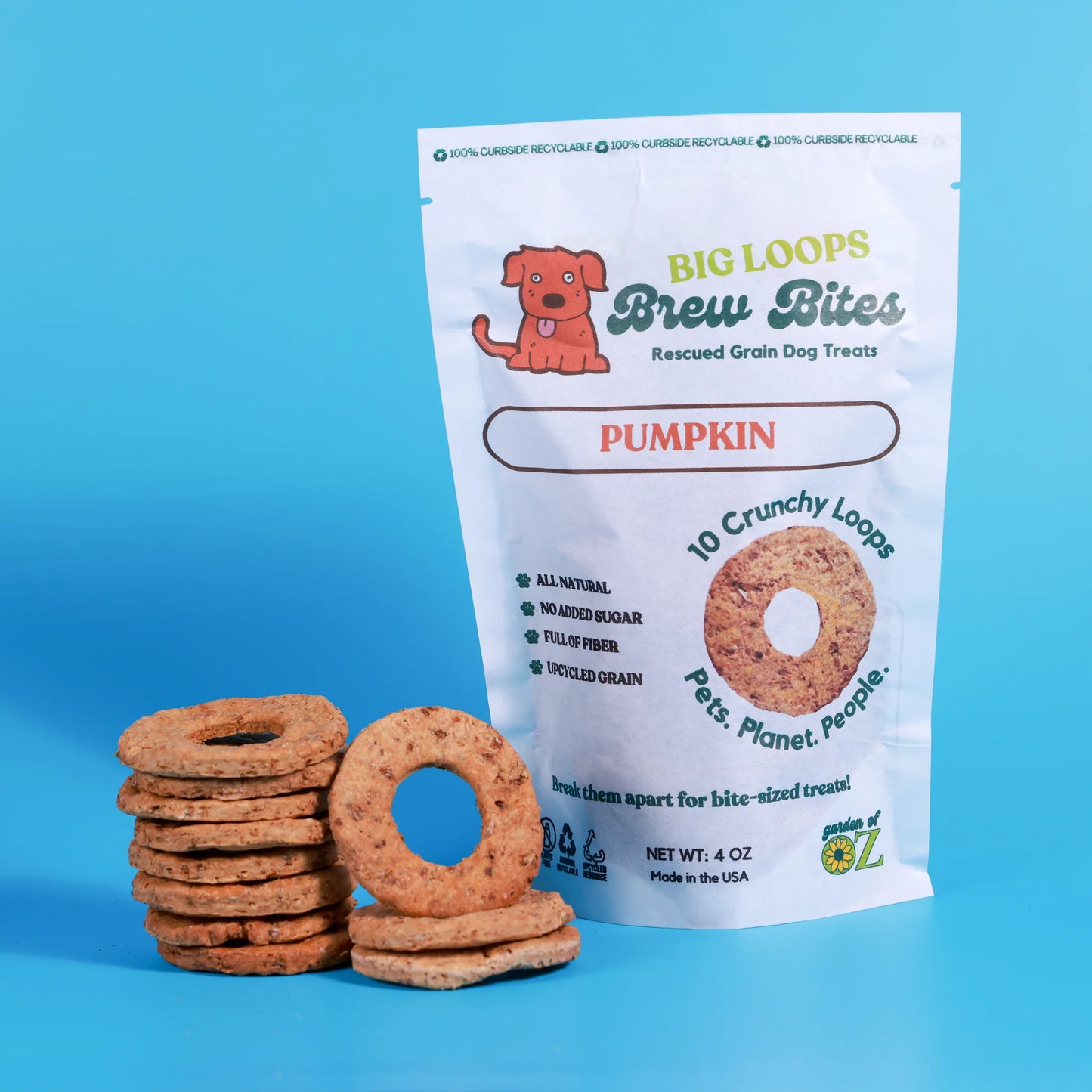 Brew Bites Big Loops Pumpkin Dog Treats 4 oz