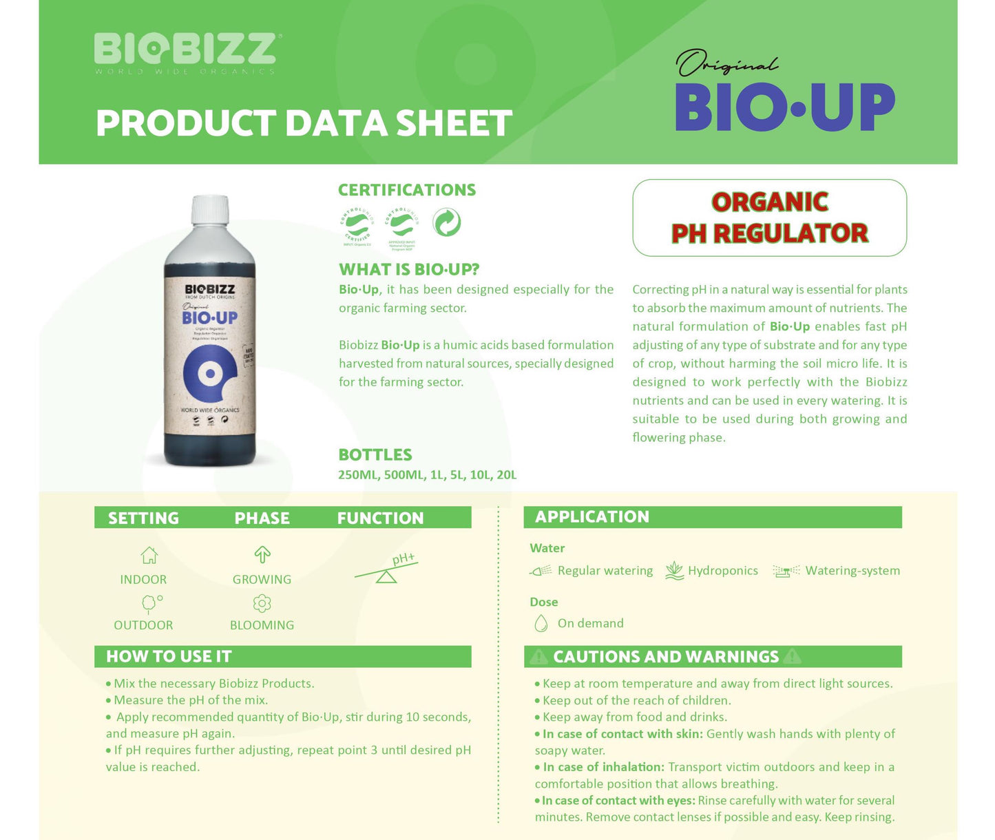 Biobizz Bio-Up pH Up Organic pH Regulator