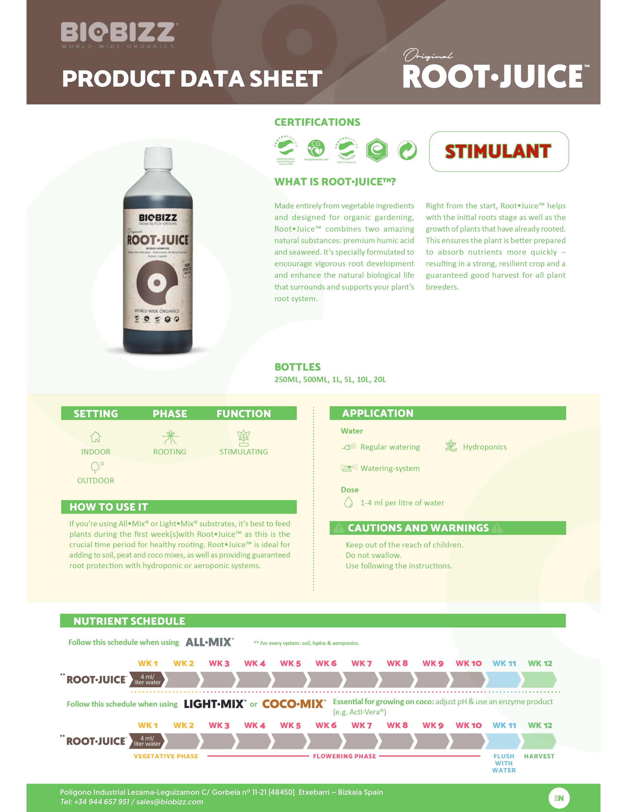 大安売りサイト オーガニック発根促進剤 Biobizz Root Juice バイオビズ ルートジュース 1000ml 肥料、薬品 